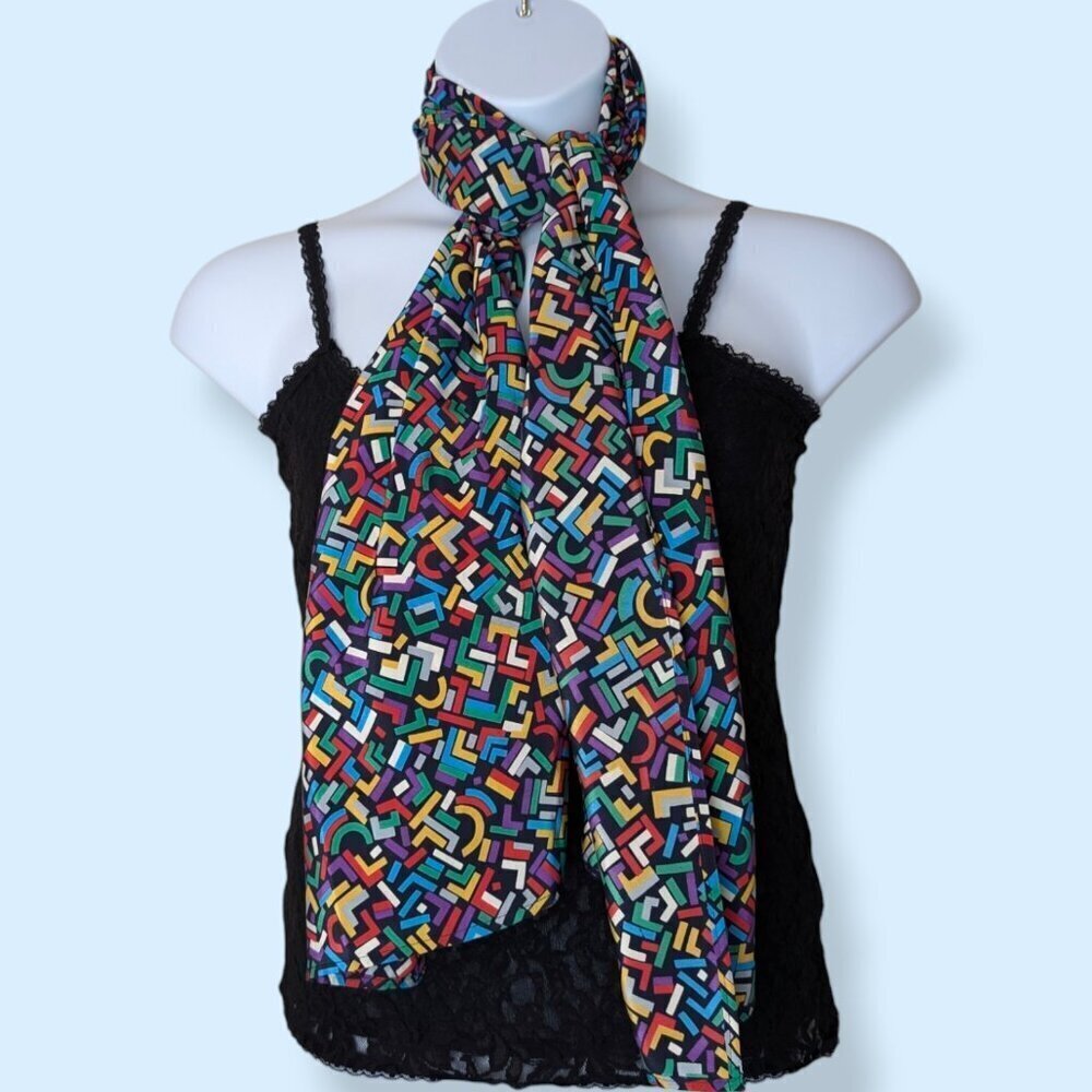 Abstract Multicolour Rectangular Scarf - Picture 2 of 5